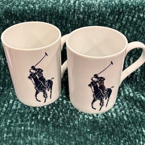 Ralph Lauren Polo Pony White and Navy Mugs